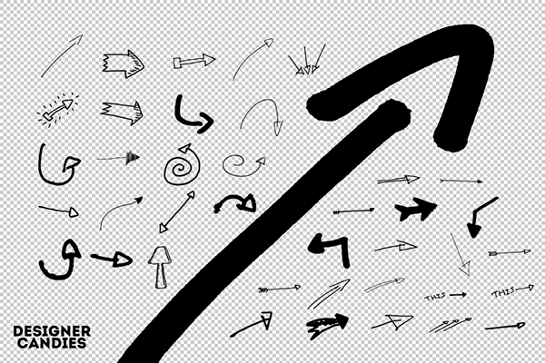 80 Free Hand Drawn Arrow Brushes (for Photoshop)