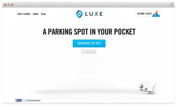 luxe LUXE Valet san francisco iphone app Interface homepage landing page video gif valet Cars telsa Audi prius