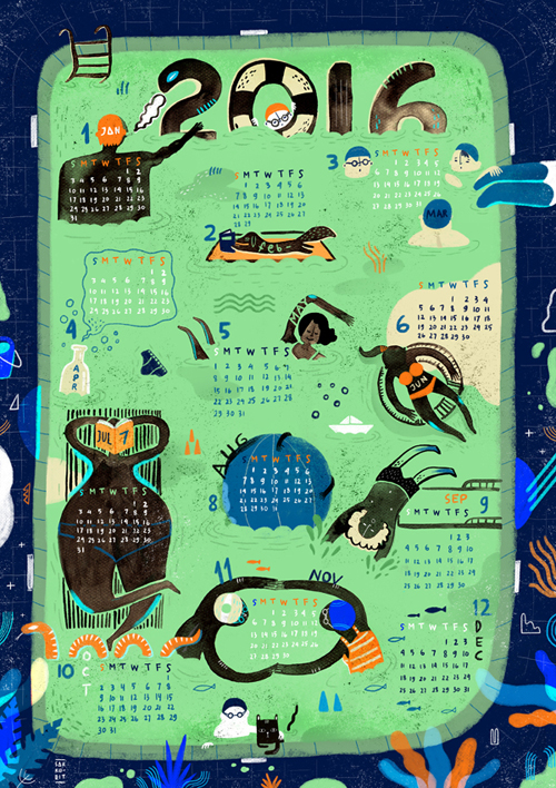 calendar Pool blue water Swiming swim Cat indonesia aditya pratama sarkodit read dog wall calendar green Nature