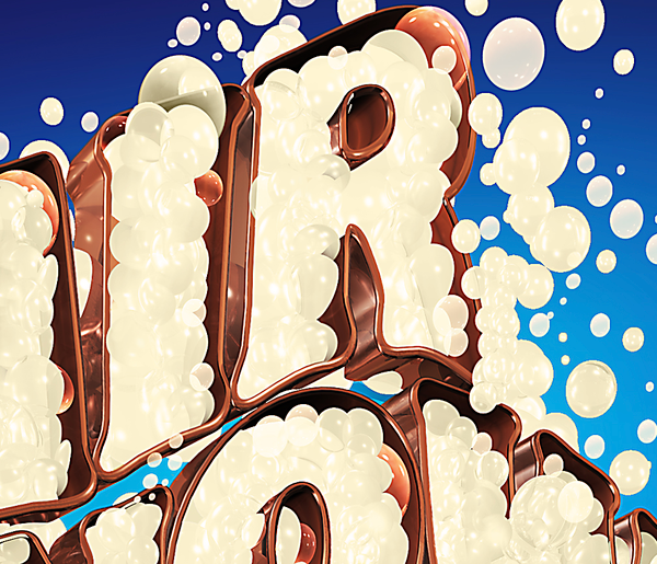 Cadbury 3D lettering typography   ILLUSTRATION  chocolate bubbles sculpture structure design luca lca ionescu like minded studio type