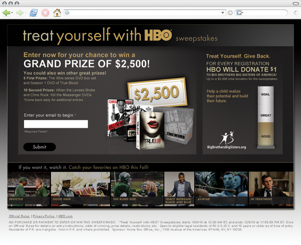 hbo Online Promotion Sweepstakes trivia game