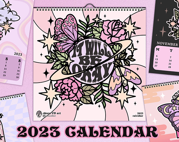 ✶2023 illustrated monthly wall calendar✶