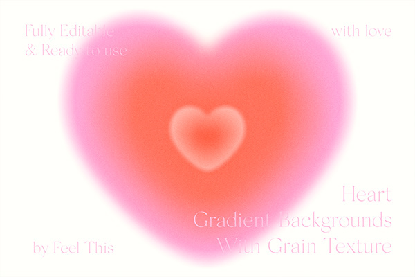 Heart Gradient Backgrounds With Grain Texture PS