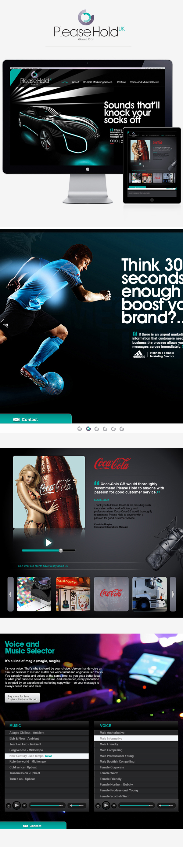 cool web design sophisticated web design quircky web design big brands web luxurious web on-hold marketing