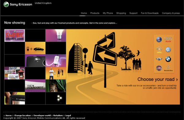 concept Campaign site campaign in-car accessories Sony Ericsson