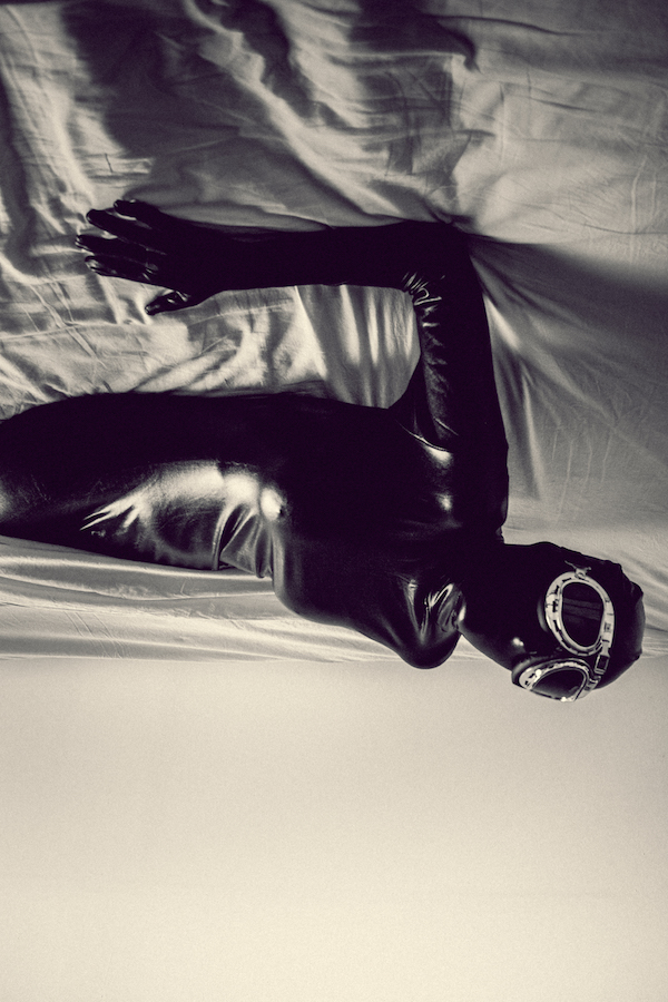photoshop lightroom suit mask black surrealism conceptual horror model glasses photo