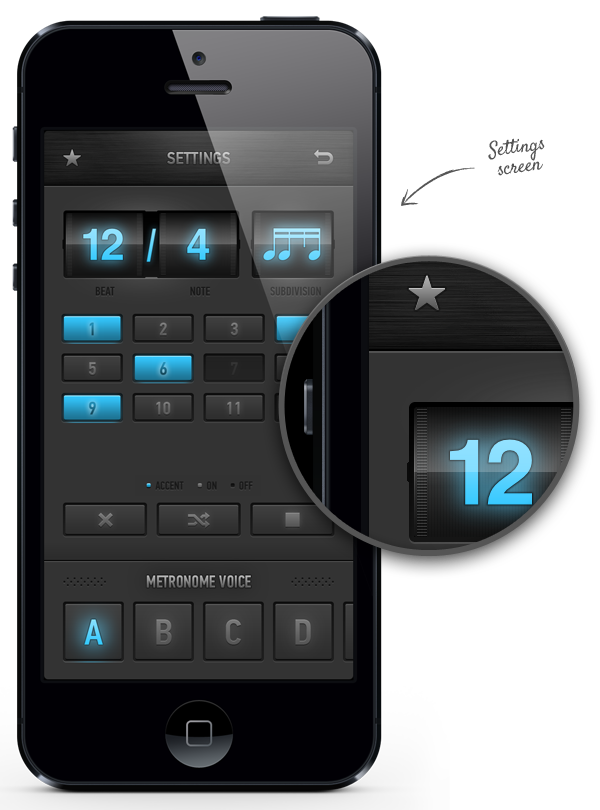 user interface UI ux app metronome design Interface iphone iPad XCode Icon logo digital chadomoto ios