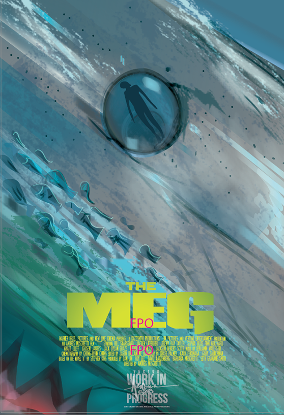 vector. vectorart mexifunk jmovie poster shark the meg gradients under water horror