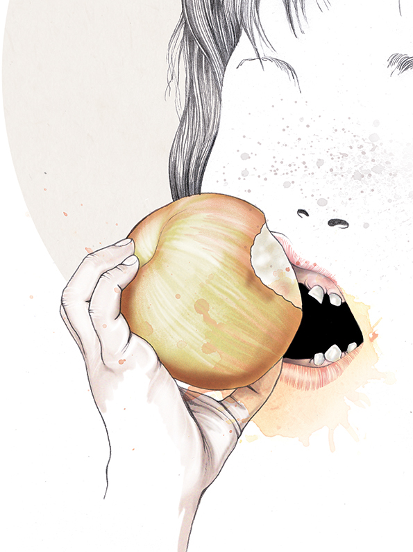 girl apple Fruit Eating  teeth child