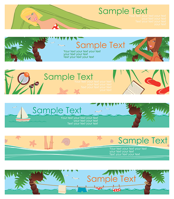 summer girl vacation banner Tropical sea FIT vector