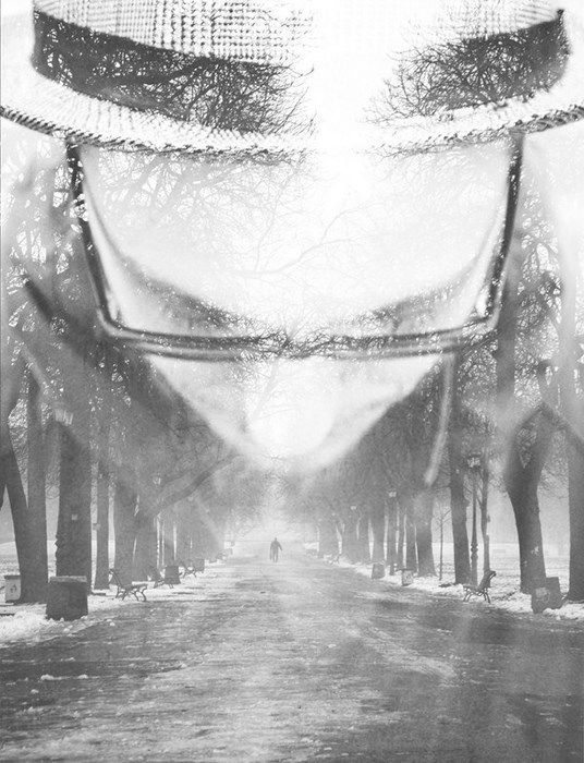 double exposure misty inspiration black and white fine art photography