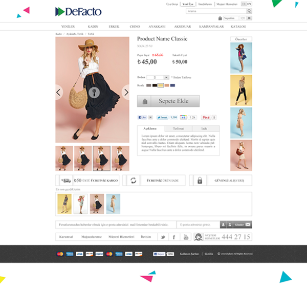 web interface DeFacto design ArtDirection fashion web