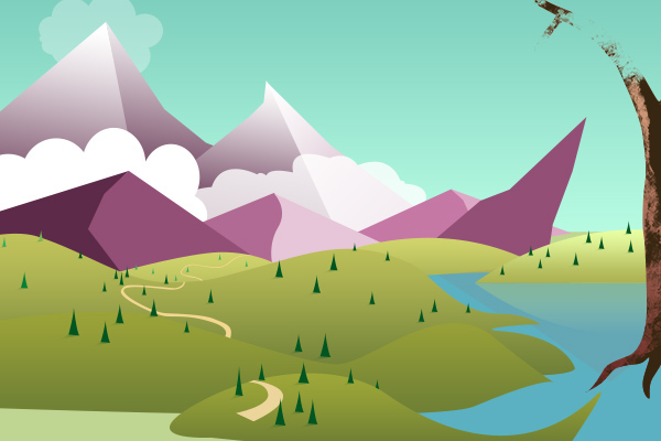 Landscape cartoon animals vector shapes