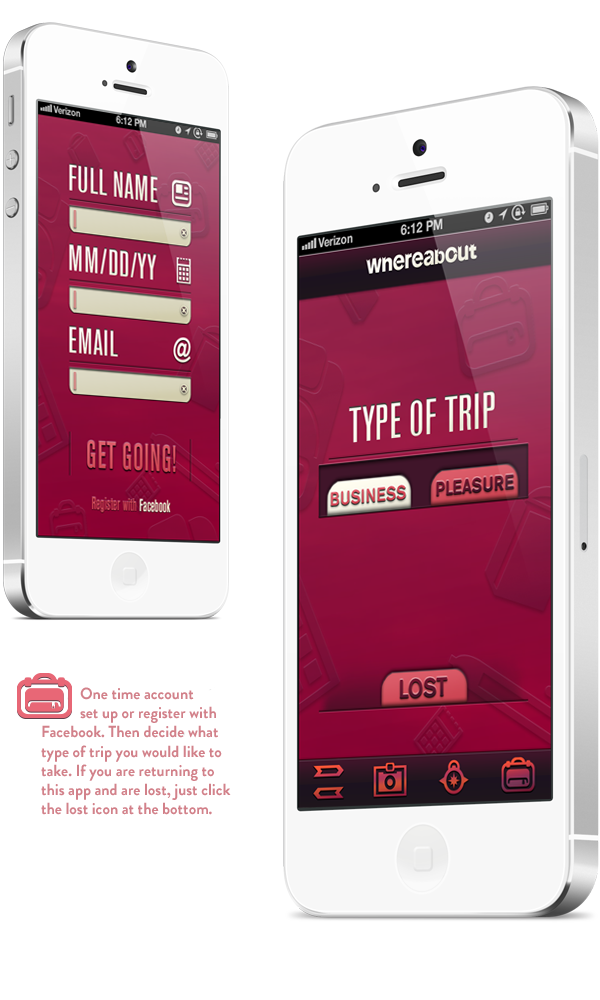 Whereabouts app location gps iphone ringling student UI ux type graphic Travel commute