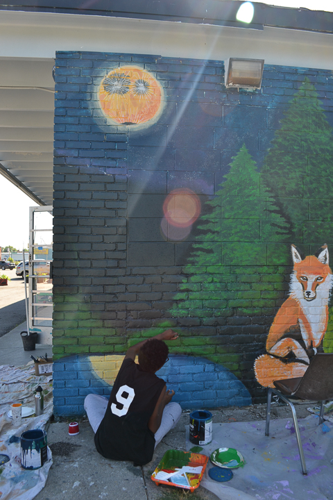 Teaching Artist Community Work detroit team work public art Murals night time progression