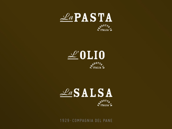 Pasta la pasta Pack Label italia Italy Pane compagnia del pane pacco di pasta spaghetti roma olio l'olio salsa
