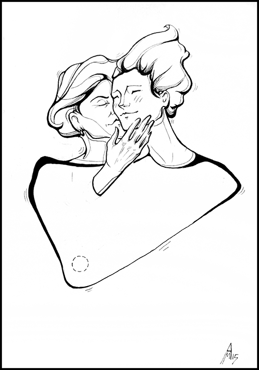 black-white ink liner dotwork lighthouse portrait Fitzgerald One kiss
