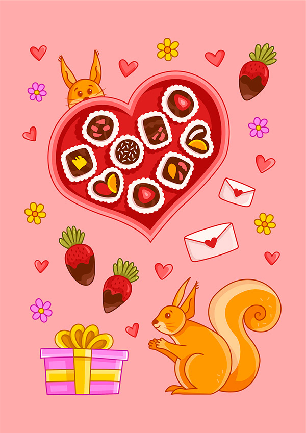 Valentine's Day postcards and stickers