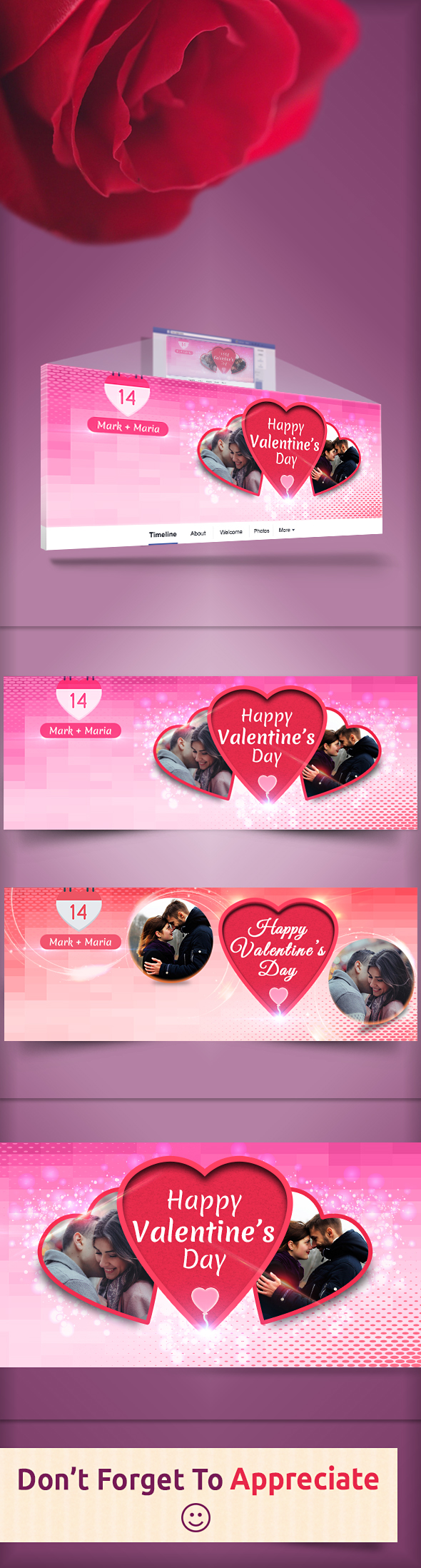 free facebook cover valentine Valentine's Love fb free psd freebie psd download