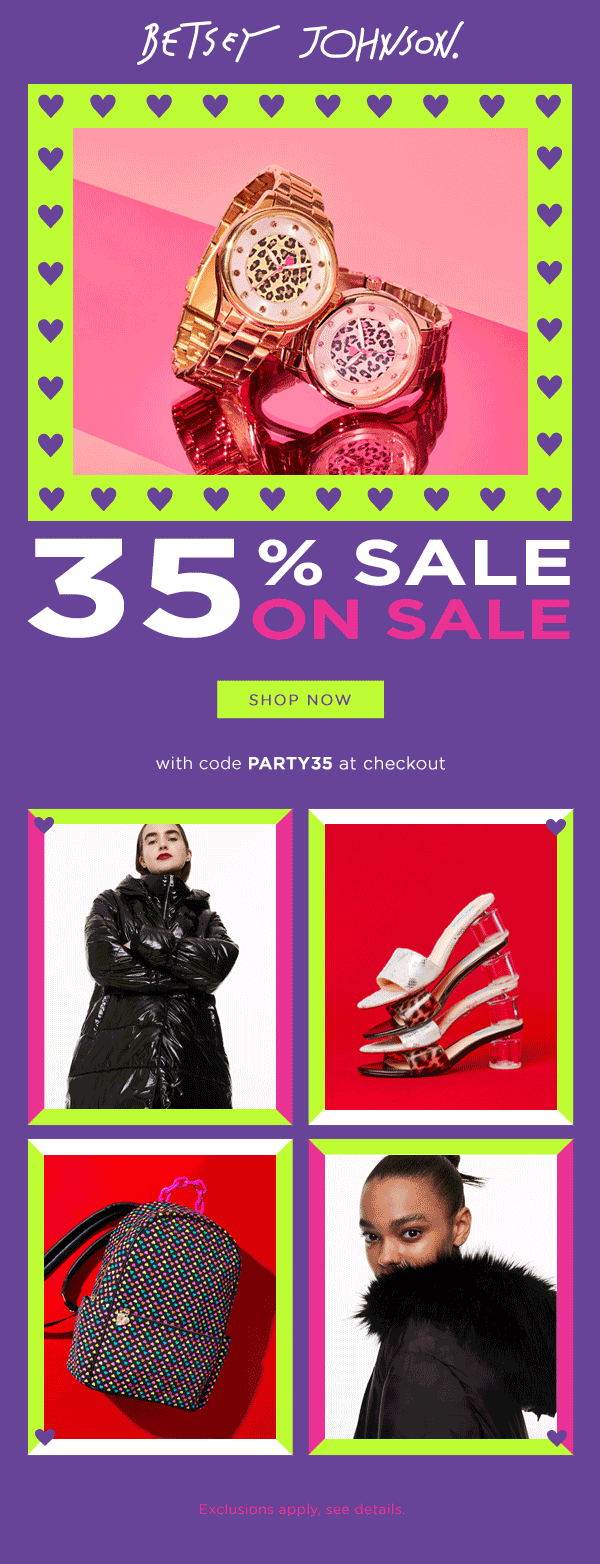 Email design for fashion brand, Betsey Johnson.