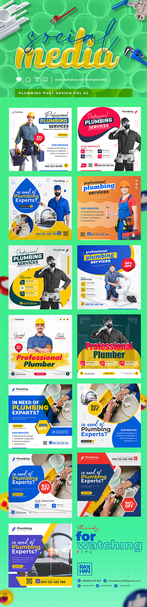 Plumbing service social media banner template vol 02