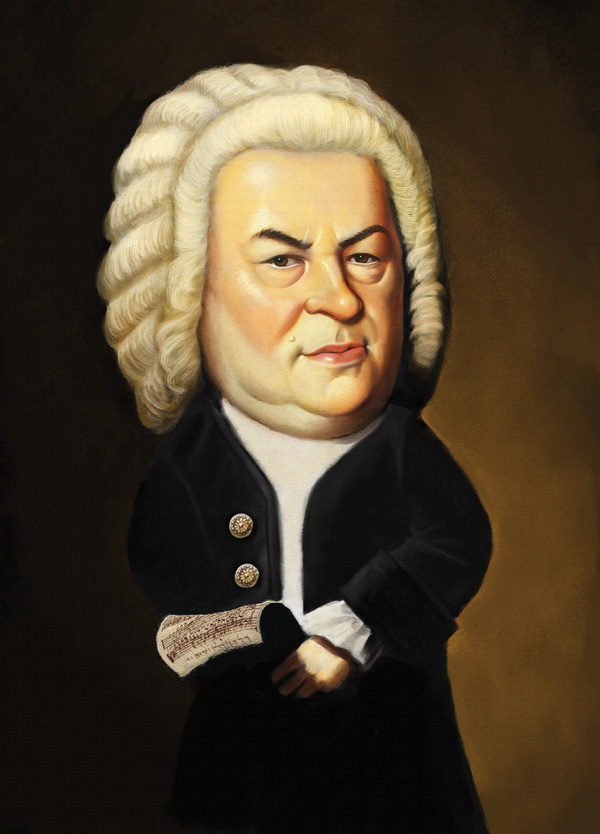 bach caricature   baroque digital painting Poster Design