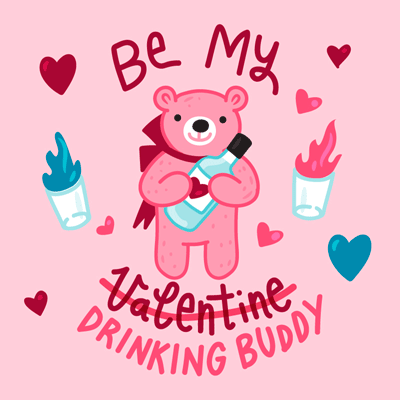 Anti Valentines valentines cupid Vodka cute hearts Event Design poster prague