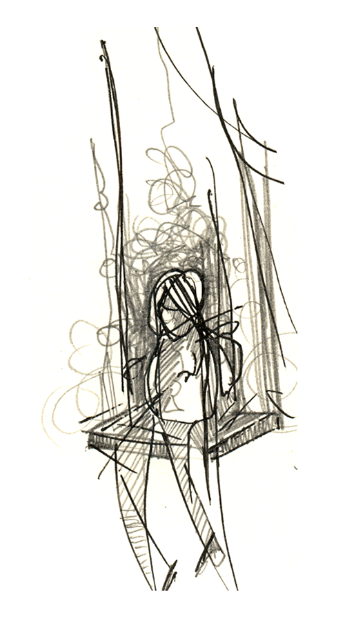 sketchbook sketches faces man woman pen ink pencil linear Line drawings