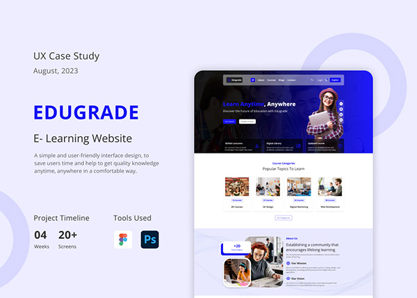 Edugrade | E-learning website, | UX case Study 2023 |