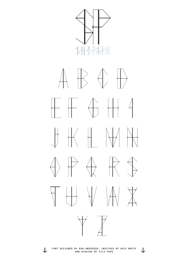 silo Park line Form type constructed clean letter alphabet