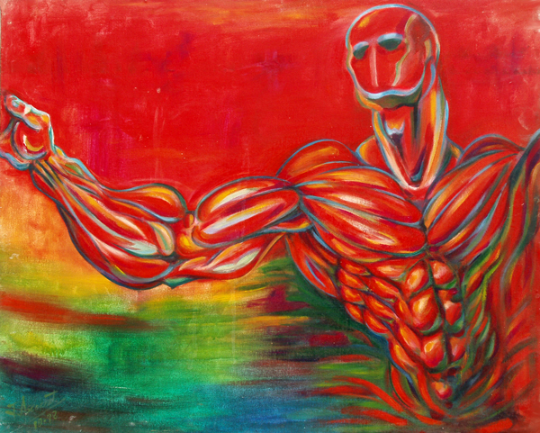 muscles acrylic on board acrylic paint Torso