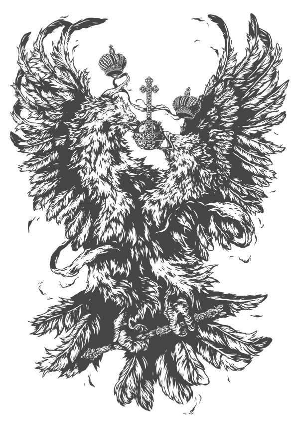 herbariy further up Ivan Belikov coat of arms poster Russia ukraine Netherlands eagle falcon lion Interpretation graphic crown Sword