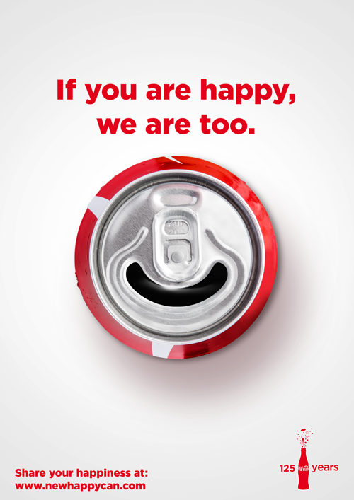 Coca-Cola can social media brand happy coke smile