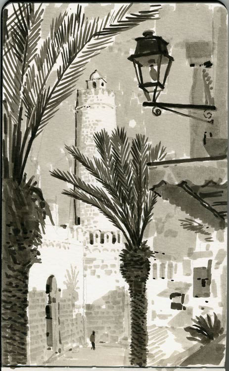 пленэр зарисовка рисунок живопись акварель Тунис путешествие art_bat moleskine