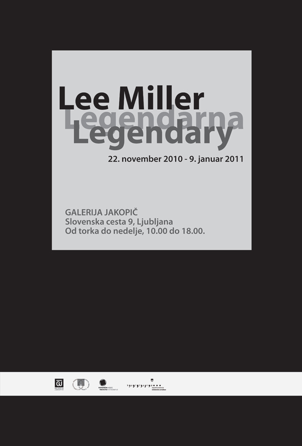 Lee Miller Exhibition  transparent Glow tape Dark room gallery Invitation poster razstava fotografije projection projekcije načrtovanje Jakopič