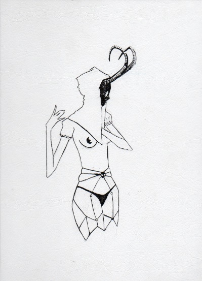 ink woman comic black & white pens sketch