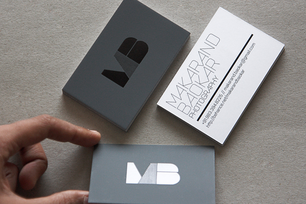 makarand baokar identity logo black foil grey abstract lines business card graphic print screen Printing