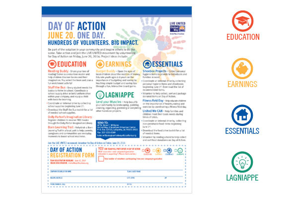 United Way Acadiana flyer brochure Early Head Start Day of Giving icons