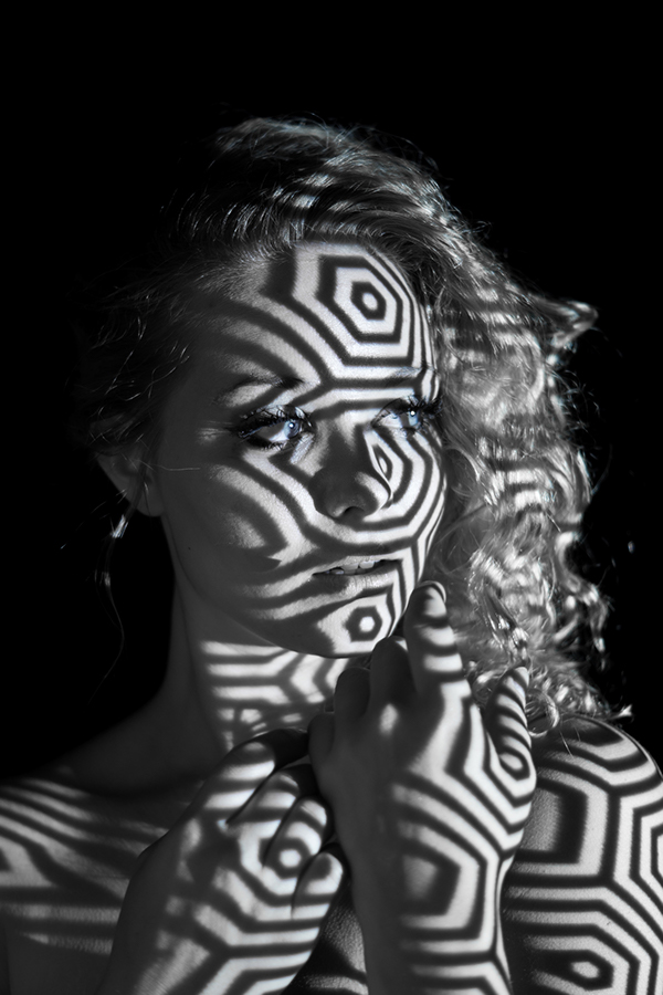 photo women Patterns projections black and white greyscale