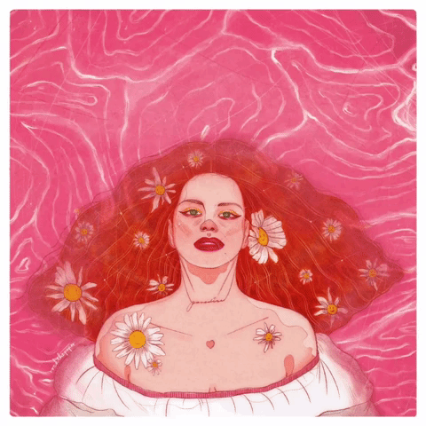 ophelia halmet pink Procreate ILLUSTRATION  rock the paper Lana Del Rey digital illustration Drawing  flower