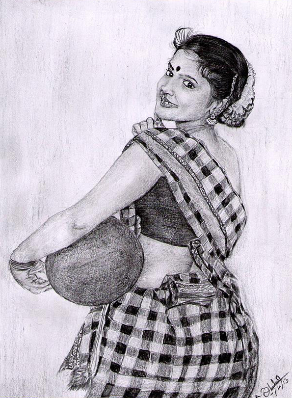 drawings Realistic drawing realistic Pencil Art traditional village girl