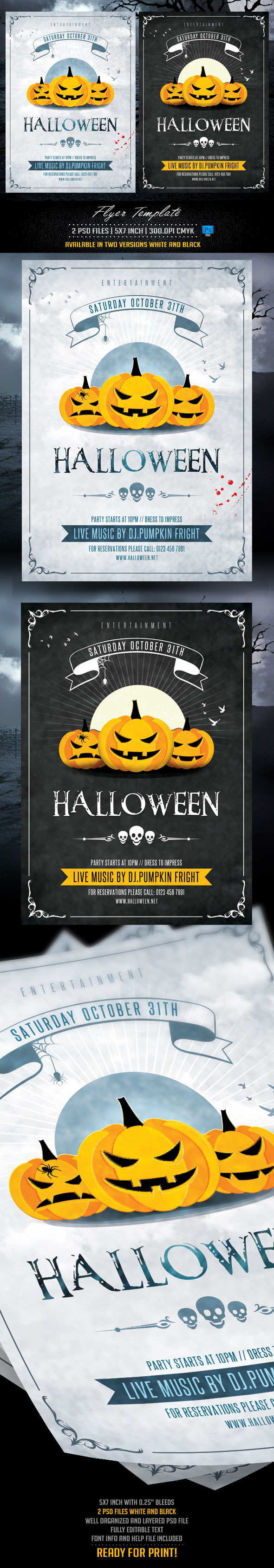 black blood club costume party design flyer fright night Fun Ghosts Halloween Halloween party horror moon Original