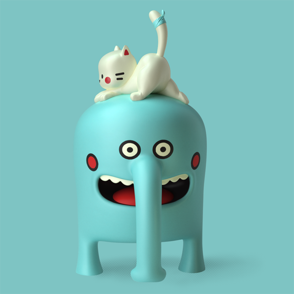 toy  toy art  digital sculpting 3d modeling characters cute  kawaii creatures  Panda  bird  bunny  penguin kitty  cat  dog