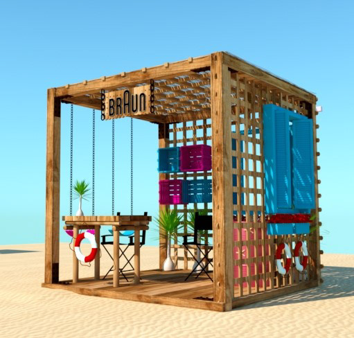 beach booth braun design Flowers summer wooden