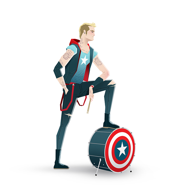 Adobe Portfolio marvel dc redesign superman spider-man batman wonder woman Flash logan Hulk rock rockers Aquaman Thor