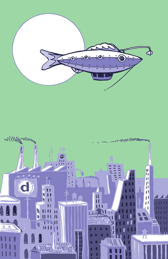 fish zeppelin derigible city Urban balloon city-scape Landscape