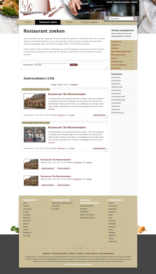 Webdesign jeroen rijpstra Restaurantgids.nl Van der Let & Partners Identity