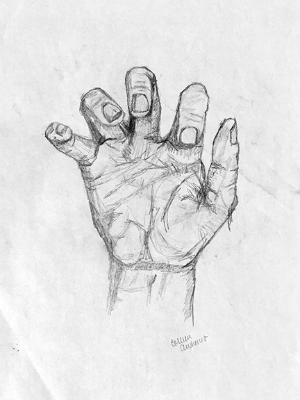 hands charcoal sketch