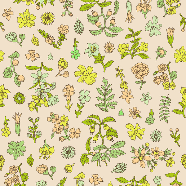 fabric design repeating pattern pattern floral hand drawn Textiles quirky artistic
