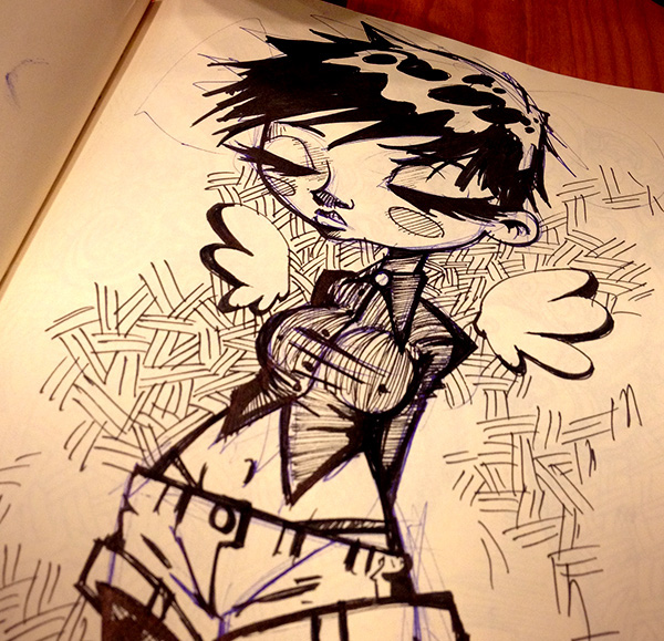 sketch Coffee moleskine starbucks winter characterdesign Character ink pen paper